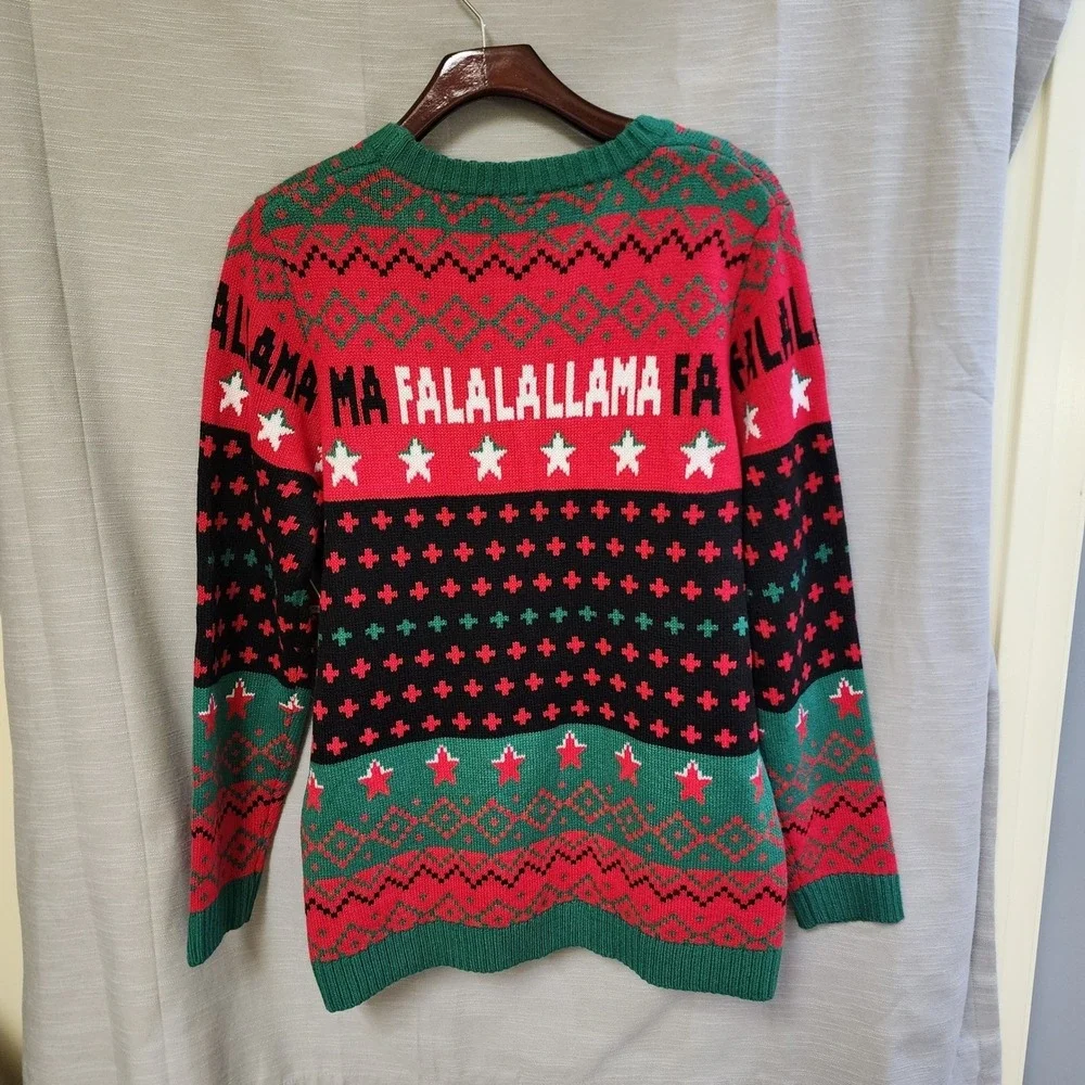 Holiday Time Boys XL 14-16 Husky Christmas Sweater Llama FaLaLaLaLlama Red Green